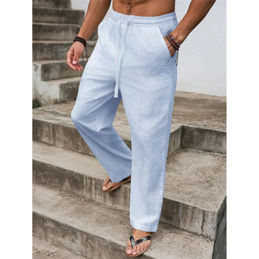Pantalones informales de algodón y lino - Imagen 5