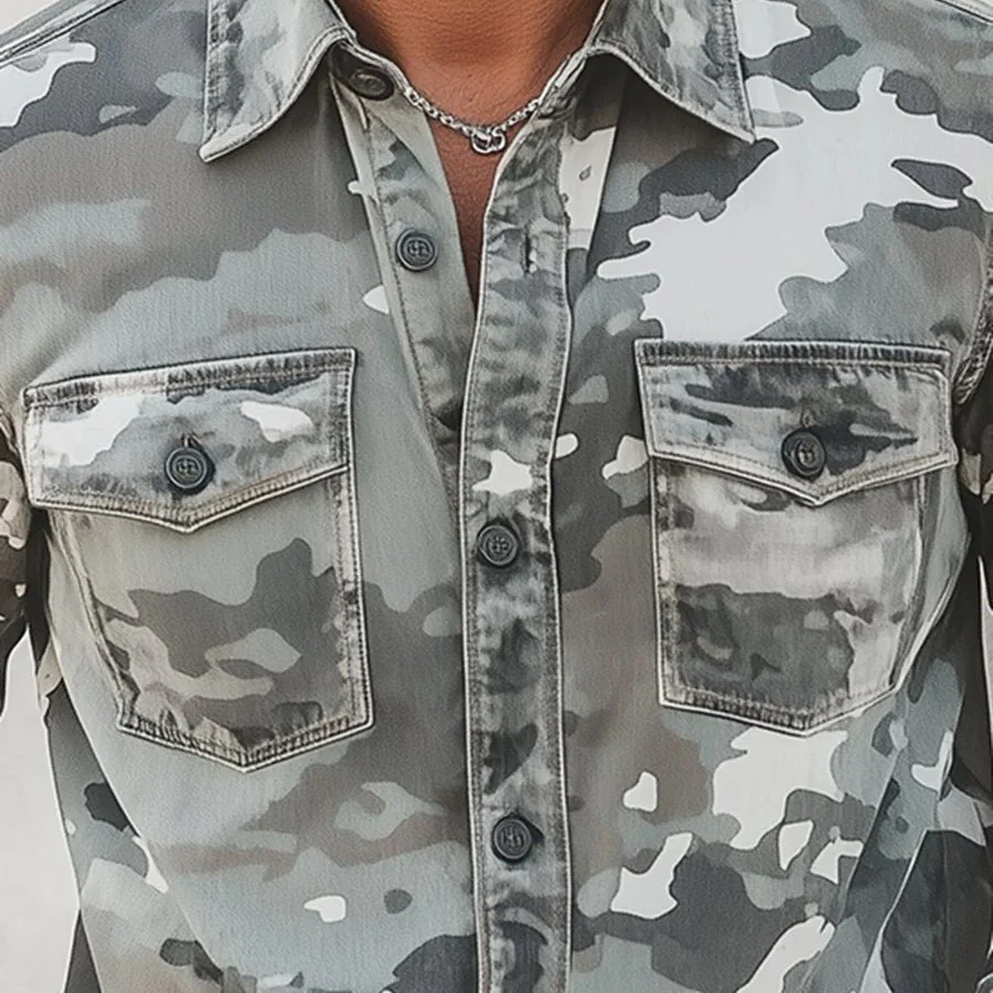 Camisa elegante de camuflaje para hombre - Imagen 6