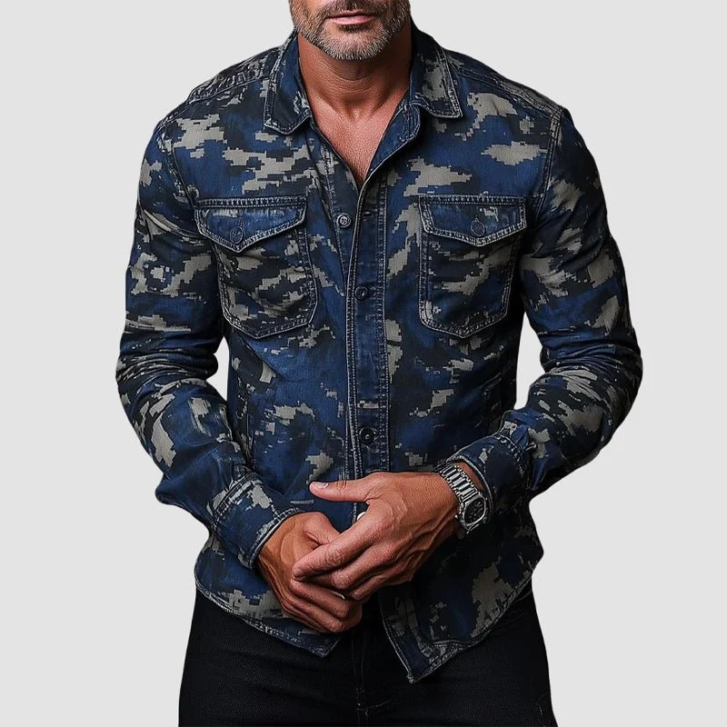 Camisa elegante de camuflaje para hombre - Imagen 3