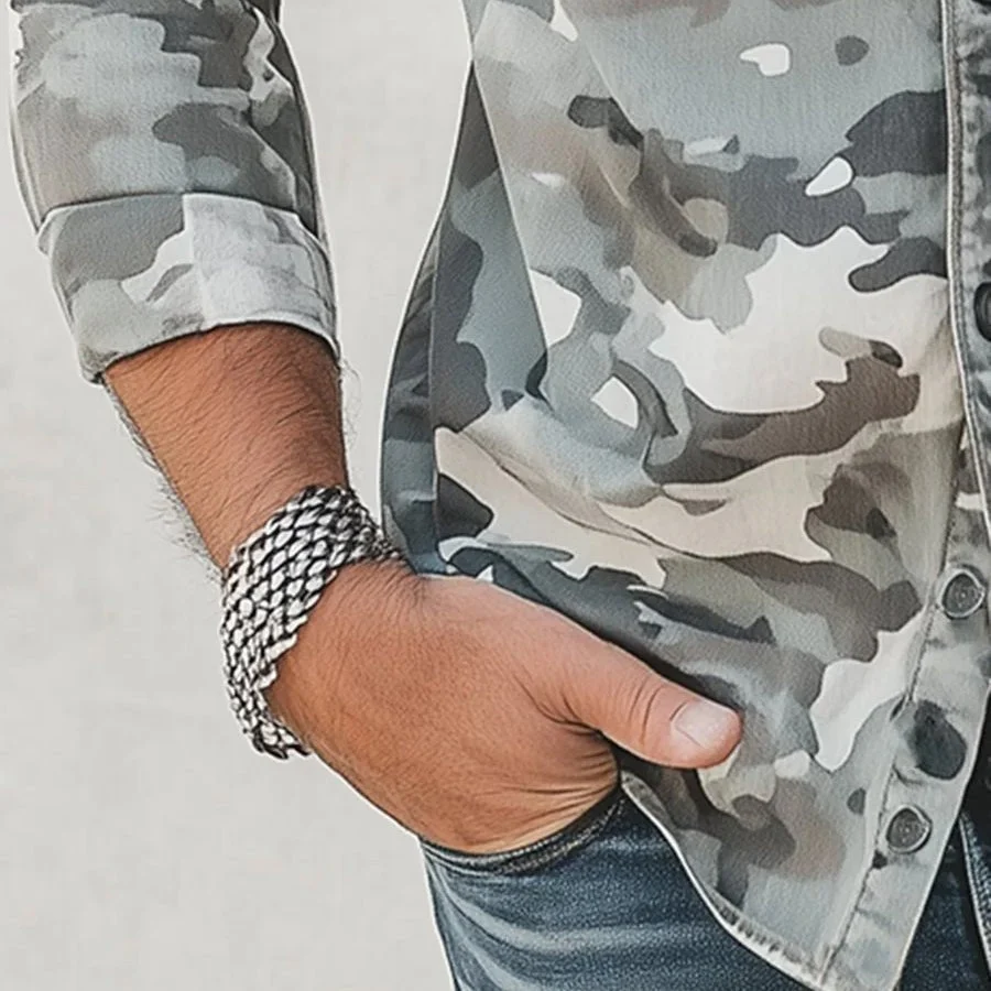 Camisa elegante de camuflaje para hombre - Imagen 5