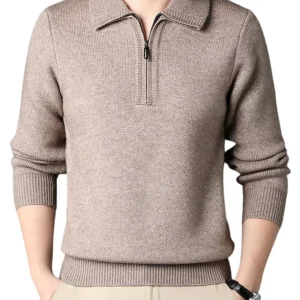 Jersey elegante de cachemira con cremallera