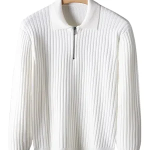 Elegante jersey con cremallera y diseño a rayas