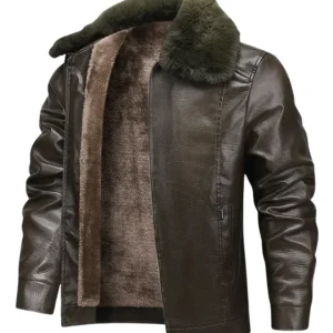 Chaqueta de piel con forro polar grueso