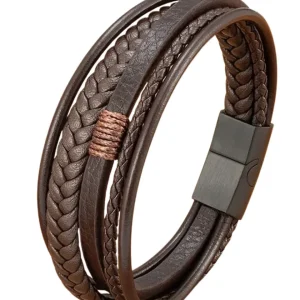 Pulsera de cuero trenzado para hombre