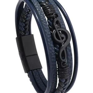Pulsera de cuero para hombre con símbolo musical