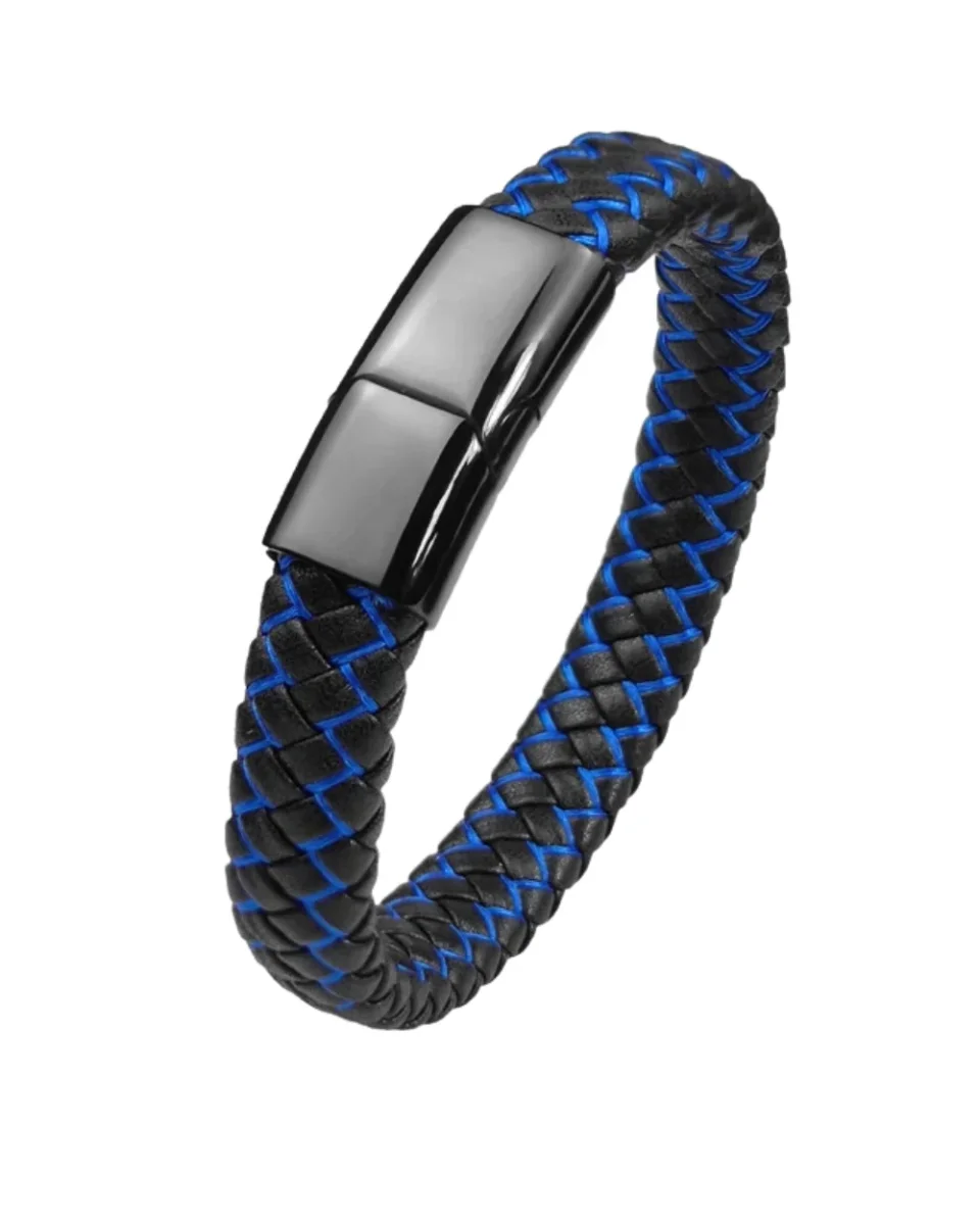 Pulsera trenzada de cuero para hombre - Imagen 2