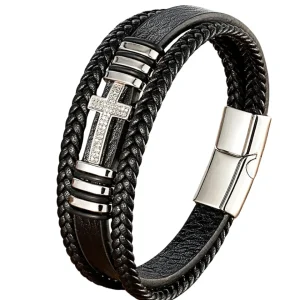 Pulsera clásica con colgante de la cruz de Jesús