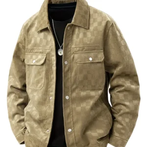 Chaqueta de ante a cuadros