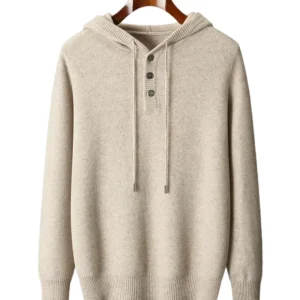 Sudadera con capucha elegante de lana merina