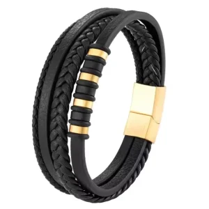Pulsera clásica de cuero multicapa