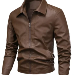 Elegante chaqueta de cuero cortavientos