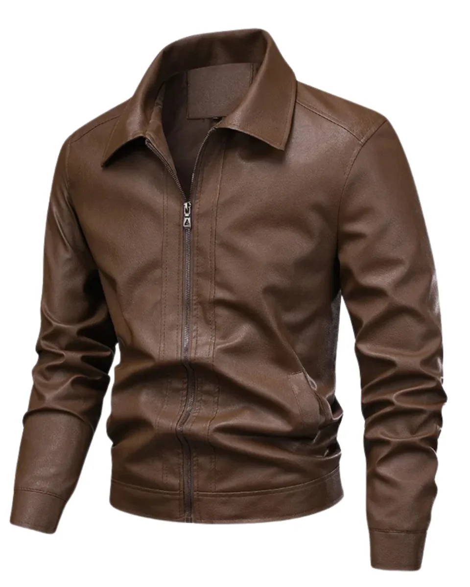 Elegante chaqueta de cuero cortavientos