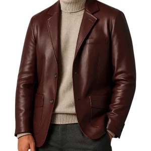 Americana elegante de piel para hombre