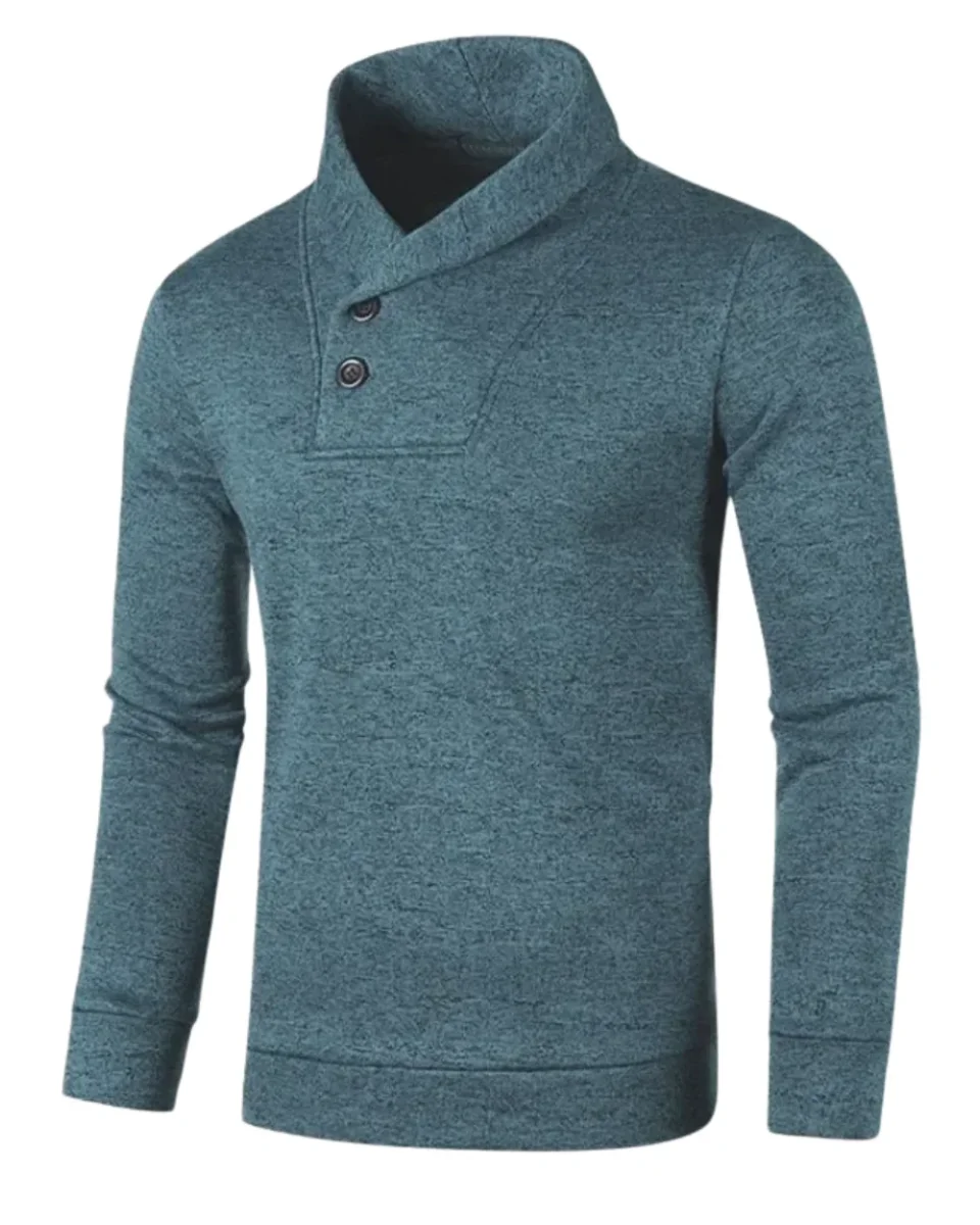 Elegante jersey de cuello alto con botones - Imagen 2