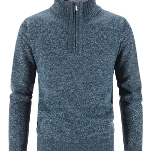Elegante jersey de felpa gruesa con cremallera