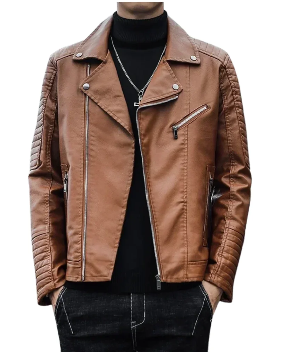 Elegante chaqueta de cuero con cremallera - Imagen 2