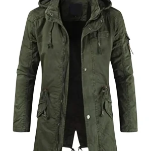 Chaqueta parka larga tipo cargo