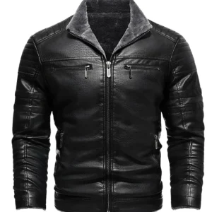 Chaqueta de cuero retro con forro polar