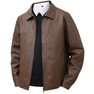 Elegante chaqueta bomber de piel