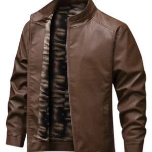 Chaqueta de cuero vintage con forro polar