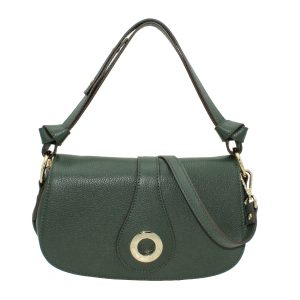 Bolso de Piel con Solapa y Detalle Metálico