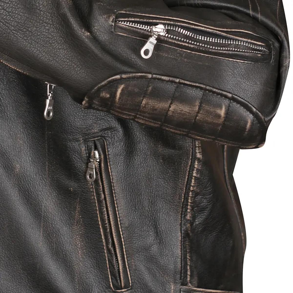 Chaqueta de hombre estilo café racer acolchada de cuero auténtico. - Imagen 7
