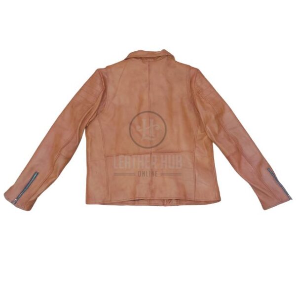 Chaqueta de motorista para hombre de piel de oveja auténtica marrón, estilo corredor. - Imagen 4