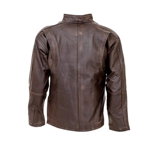 Chaqueta clásica para hombre en piel auténtica encerada de color marrón envejecido. - Imagen 5