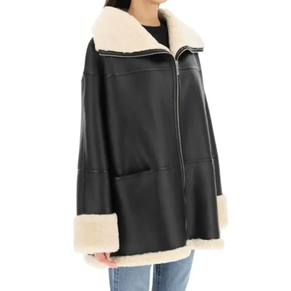 Chaqueta de aviador de piel de oveja RAF B3 para mujer - Imagen 4