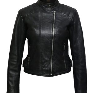 Chaqueta de motociclista corta de cuero genuino Selah