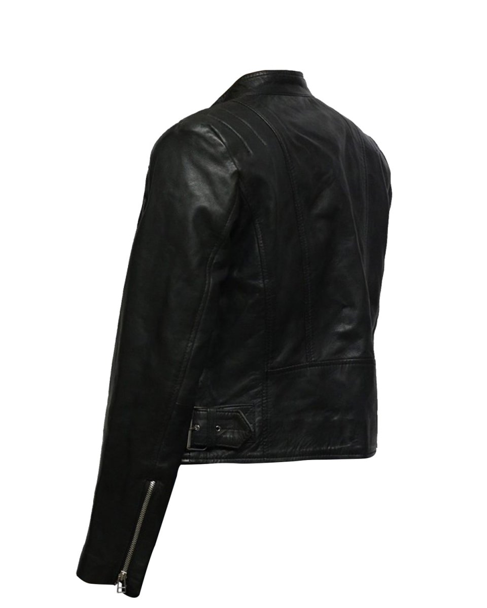 Chaqueta de motociclista corta de cuero genuino Selah - Imagen 4