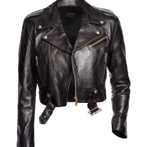 Chaqueta de moto Zoe de cuero auténtico