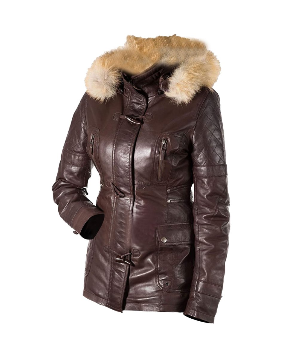 Chaqueta bomber clásica para mujer B3 con capucha, confeccionada en auténtica piel de oveja. - Imagen 2