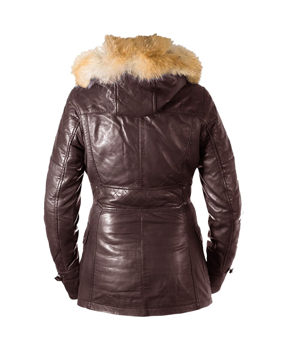 Chaqueta bomber clásica para mujer B3 con capucha, confeccionada en auténtica piel de oveja. - Imagen 4
