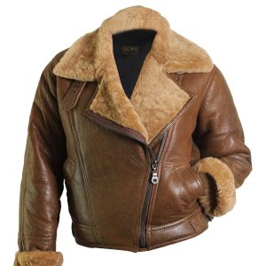 Chaqueta de aviador de piel natural auténtica para mujer