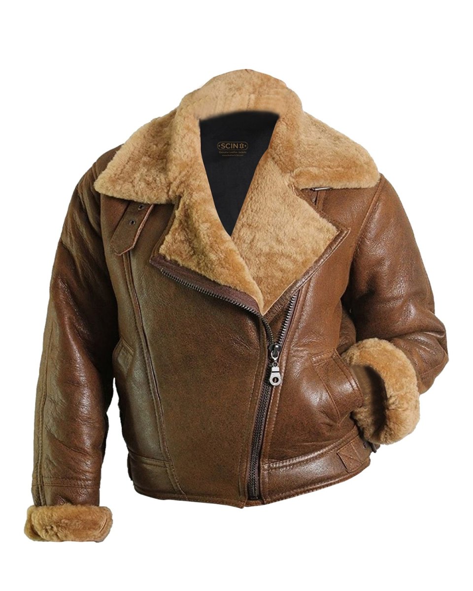 Chaqueta de aviador de piel natural auténtica para mujer - Imagen 3
