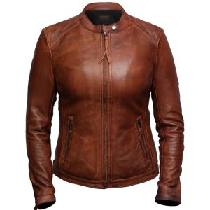 Chaqueta de moto de cuero auténtico Ayla